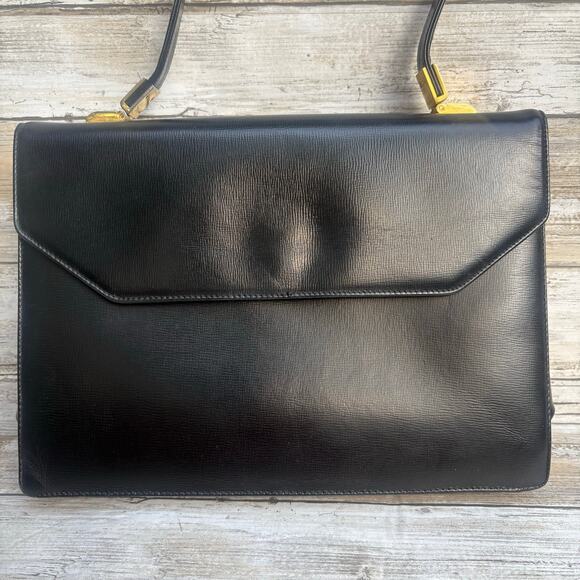 VTG Koret Purse Handbag Black Leather Top Handle Flap Close Coin Purse Retro MCM - Picture 2 of 16
